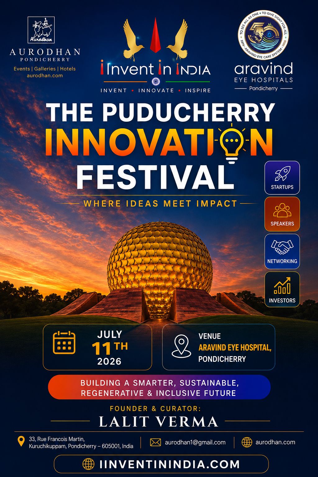 Invent in India — Pondicherry Innovation Festival 2026 Official Poster